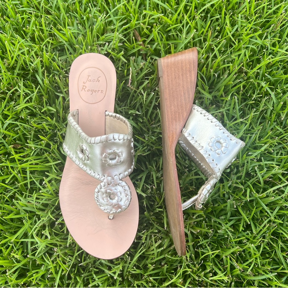 Jack Rogers Platinum Wedge Sandals